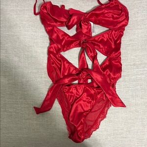 Elegant Red Satin Lingerie